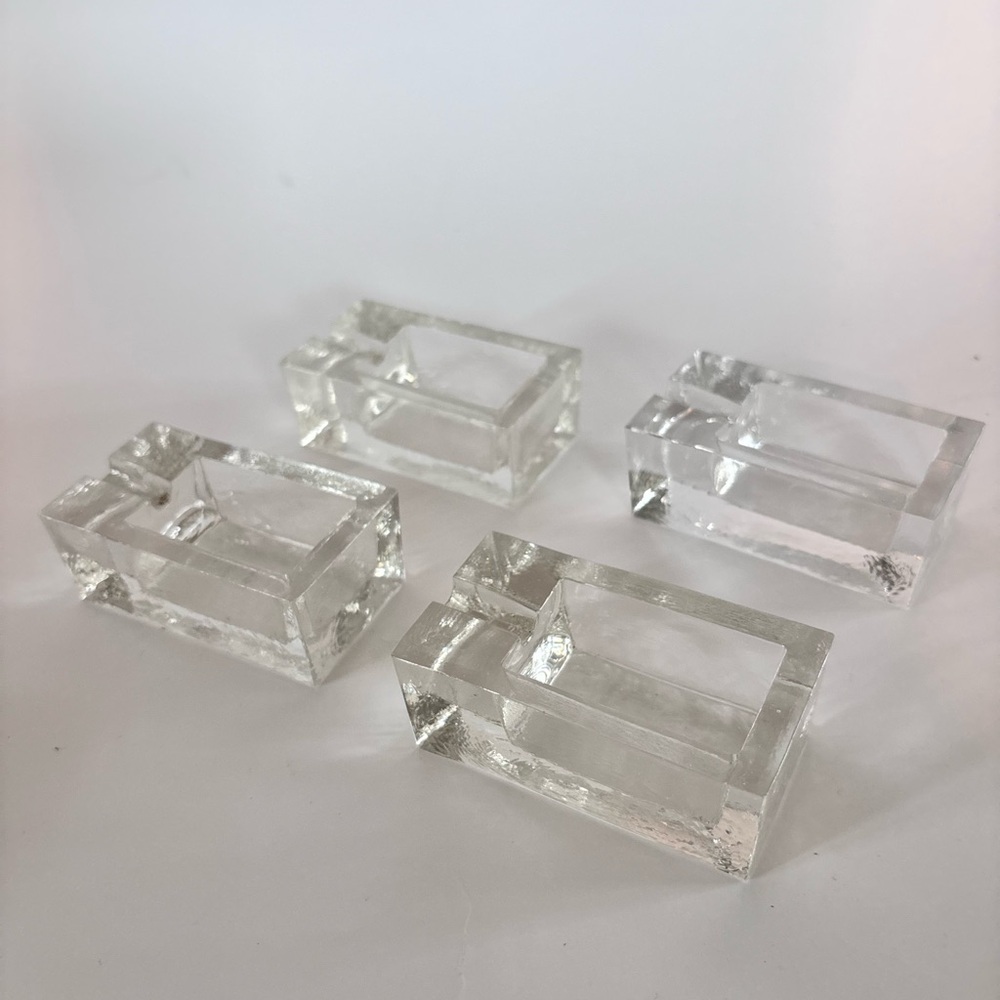 Vintage Clear Glass Catchall Tray Set of 4 Barware